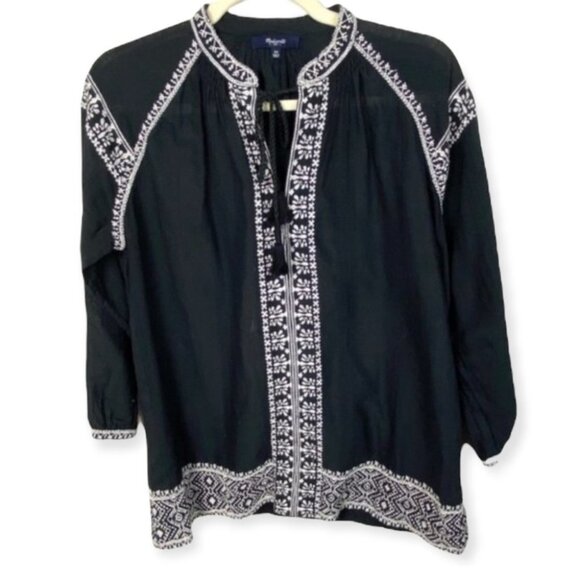 Madewell Camelia Boho Tassel Tunic Embroidered Top Size‎ XS Bohemian Peasant - Picture 2 of 7